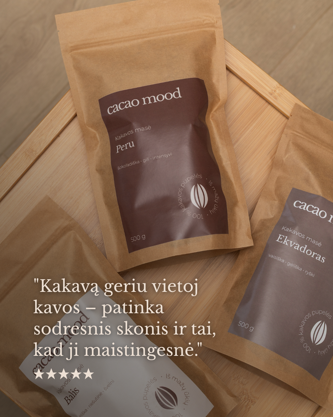 Trijų rūšių kakavos rinkinys